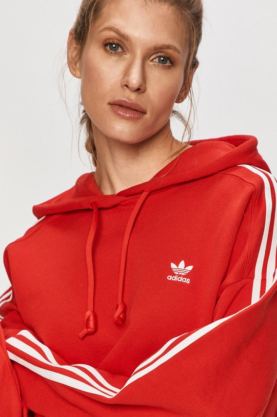 czerwony adidas Originals - Bluza bawełniana GN2892