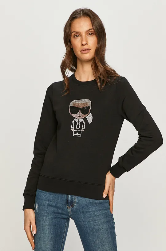 črna Karl Lagerfeld bombažen pulover Ženski