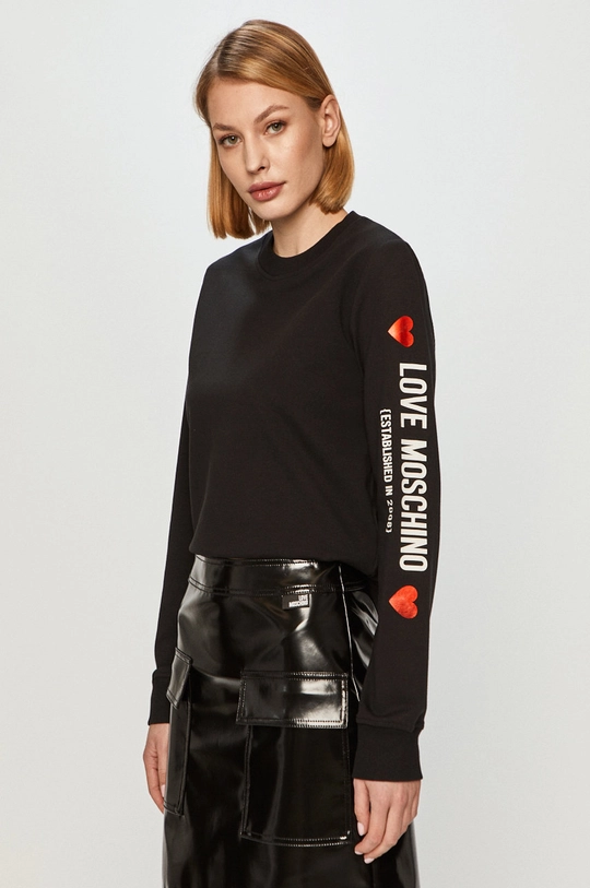 czarny Love Moschino - Bluza Damski