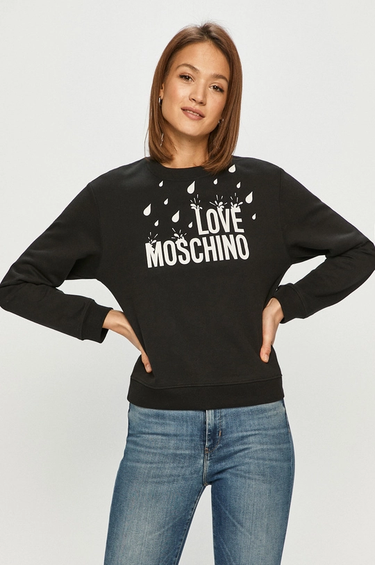 čierna Love Moschino - Bavlnená mikina Dámsky