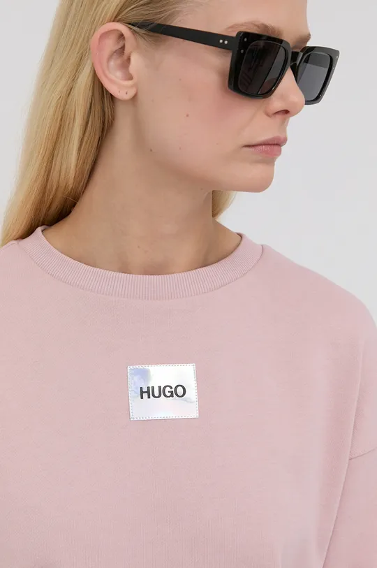 ružová Bavlnená mikina Hugo