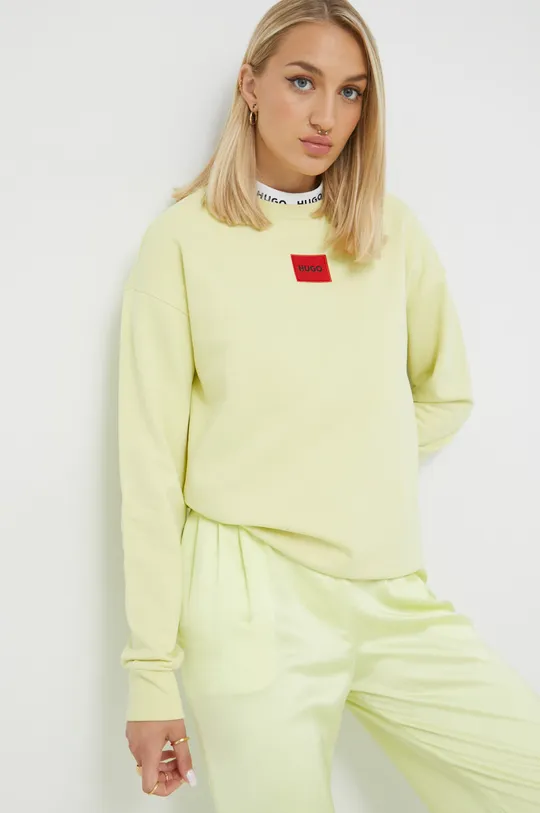 κίτρινο Βαμβακερή μπλούζα HUGO Γυναικεία