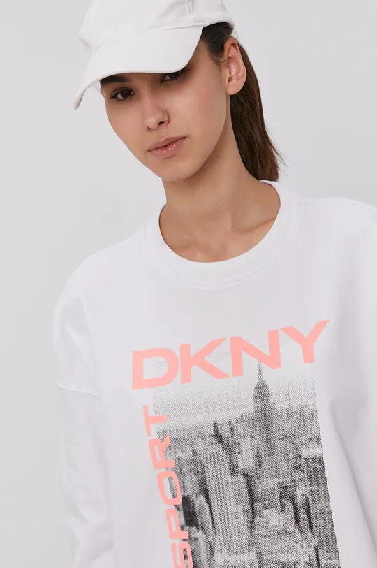 λευκό Βαμβακερή μπλούζα DKNY