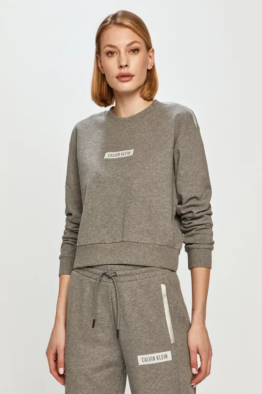 γκρί Calvin Klein Performance - Βαμβακερή μπλούζα Γυναικεία