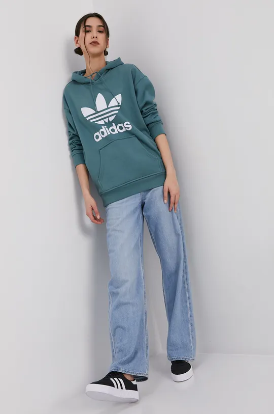 Pamučna dukserica adidas Originals zelena