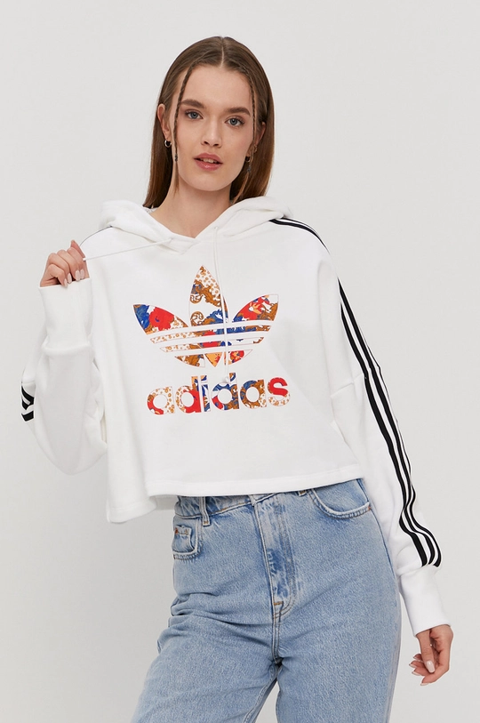 biela Bavlnená mikina adidas Originals GN3356 Dámsky