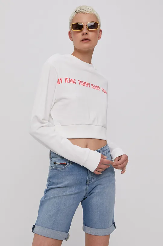 λευκό Βαμβακερή μπλούζα Tommy Jeans Γυναικεία