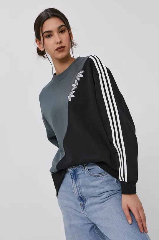 modrá Bavlnená mikina adidas Originals GN2833 Dámsky