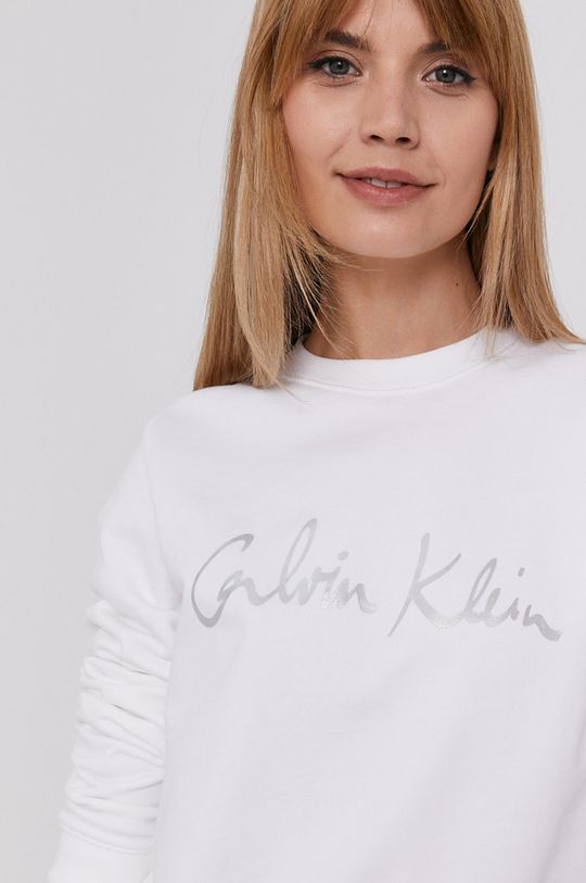 biela Bavlnená mikina Calvin Klein Dámsky