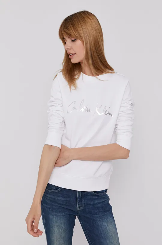 biały Calvin Klein Bluza bawełniana