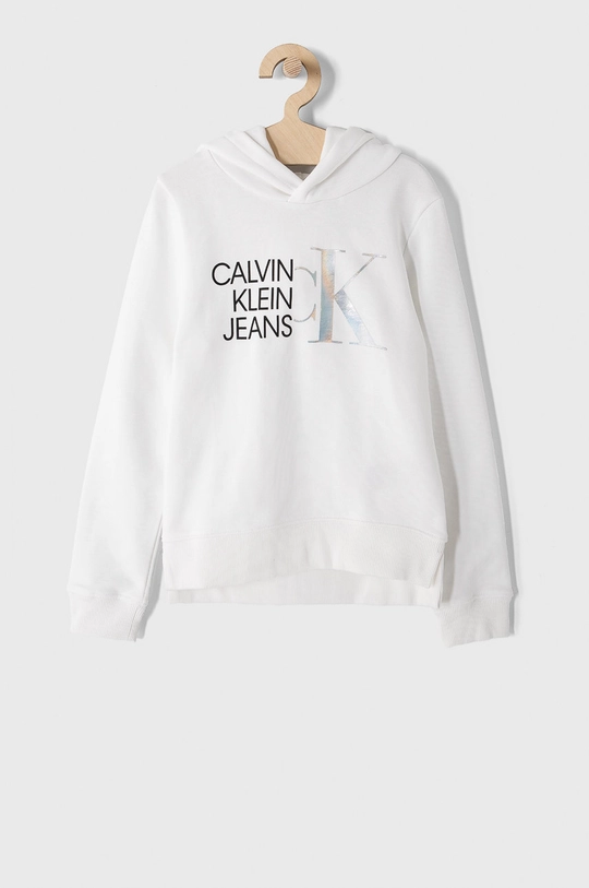 biały Calvin Klein Jeans Bluza bawełniana dziecięca IG0IG00873.4891 Dziewczęcy