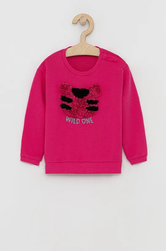 розовый Детская хлопковая кофта United Colors of Benetton Для девочек