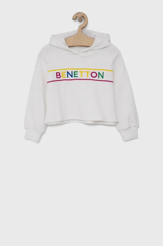 biały United Colors of Benetton Bluza bawełniana dziecięca Dziewczęcy
