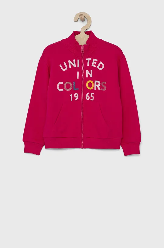 różowy United Colors of Benetton Bluza bawełniana dziecięca Dziewczęcy