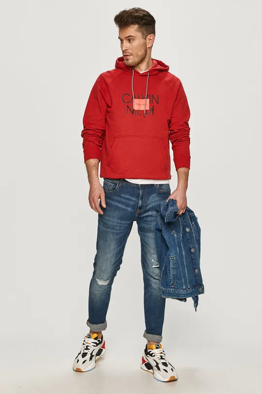 Calvin Klein - Βαμβακερή μπλούζα κόκκινο
