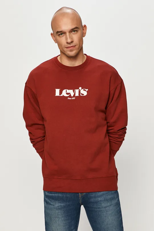 bordowy Levi's - Bluza bawełniana Męski
