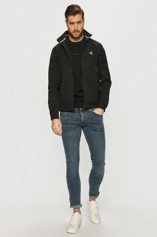 Calvin Klein Jeans - Βαμβακερή μπλούζα μαύρο