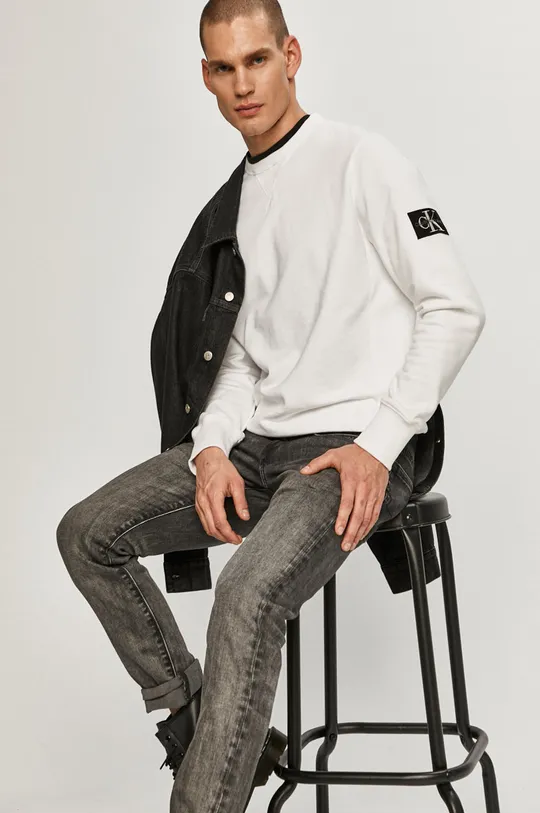 biały Calvin Klein Jeans bluza bawełniana J30J314035.4891