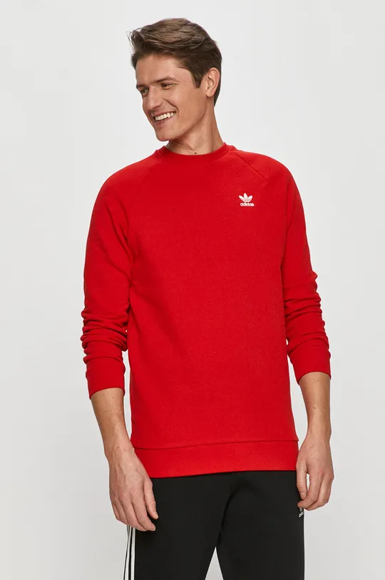 czerwony adidas Originals - Bluza bawełniana GN3412 Męski