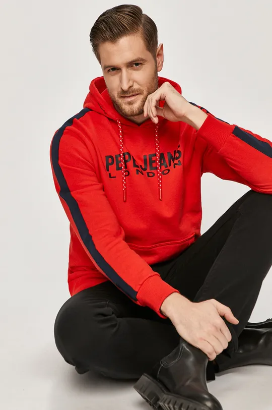 czerwony Pepe Jeans - Bluza bawełniana Andre Męski