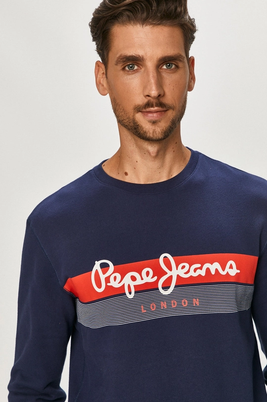 granatowy Pepe Jeans Bluza bawełniana Męski