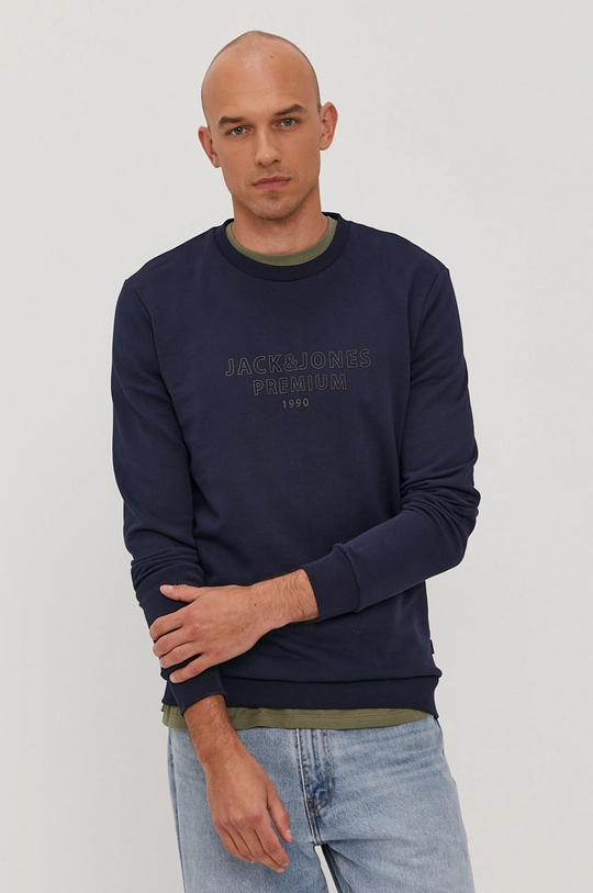 tmavomodrá Bavlnená mikina Premium by Jack&Jones Pánsky