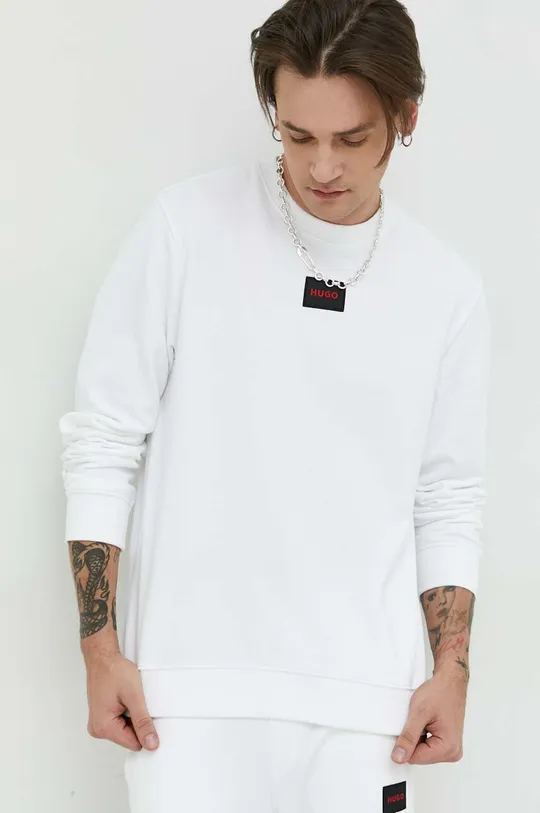 λευκό Βαμβακερή μπλούζα HUGO Ανδρικά