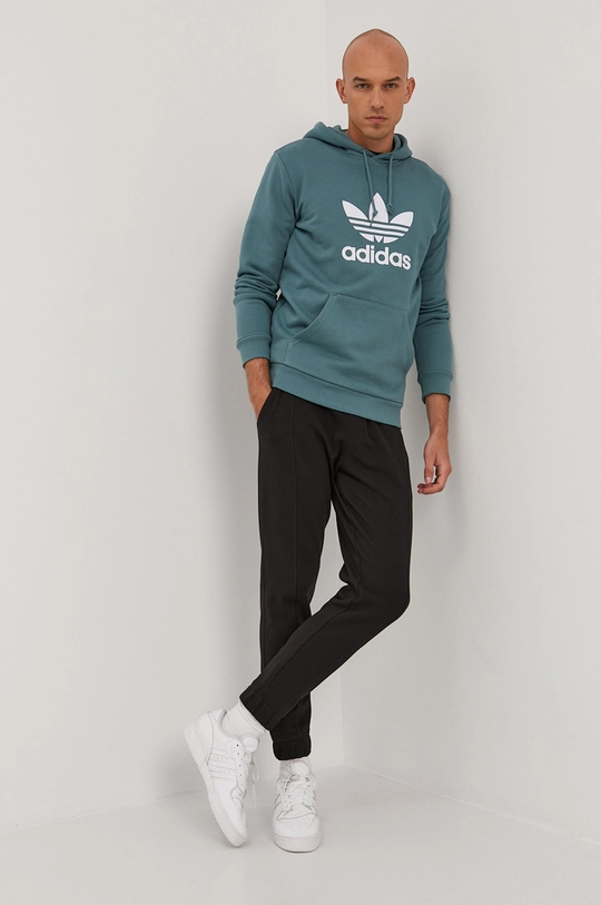 Бавовняна кофта adidas Originals бірюзовий