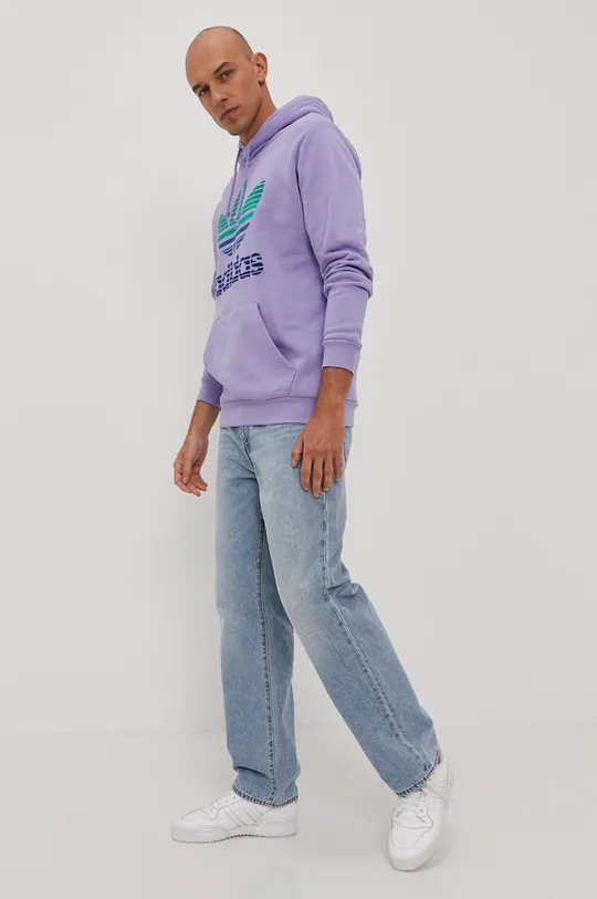 adidas Originals Bluza bawełniana GN3652 fioletowy