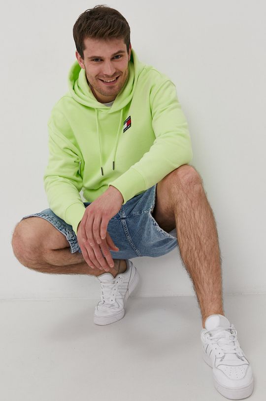 žlto-zelená Tommy Jeans - Bavlnená mikina Pánsky
