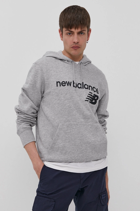 siva Bluza New Balance Moški