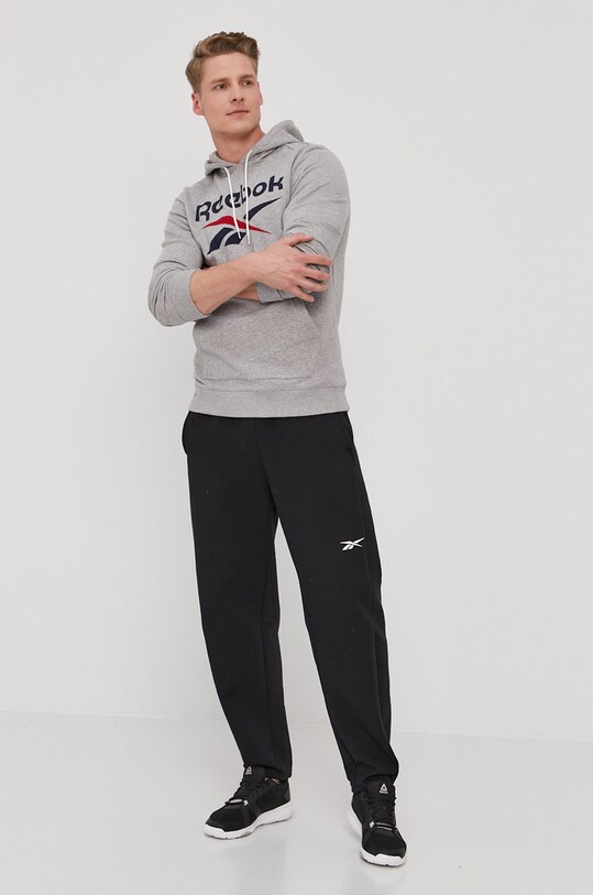 Reebok Bluza GI8659, męska kolor szary z kapturem z nadrukiem | Answear.com