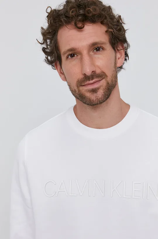 biały Calvin Klein Bluza bawełniana Męski