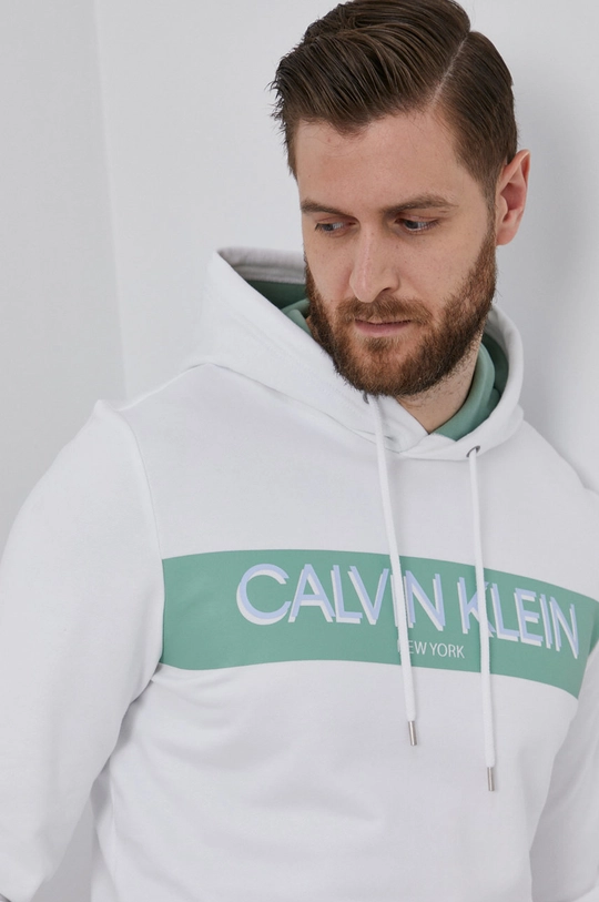 biela Bavlnená mikina Calvin Klein