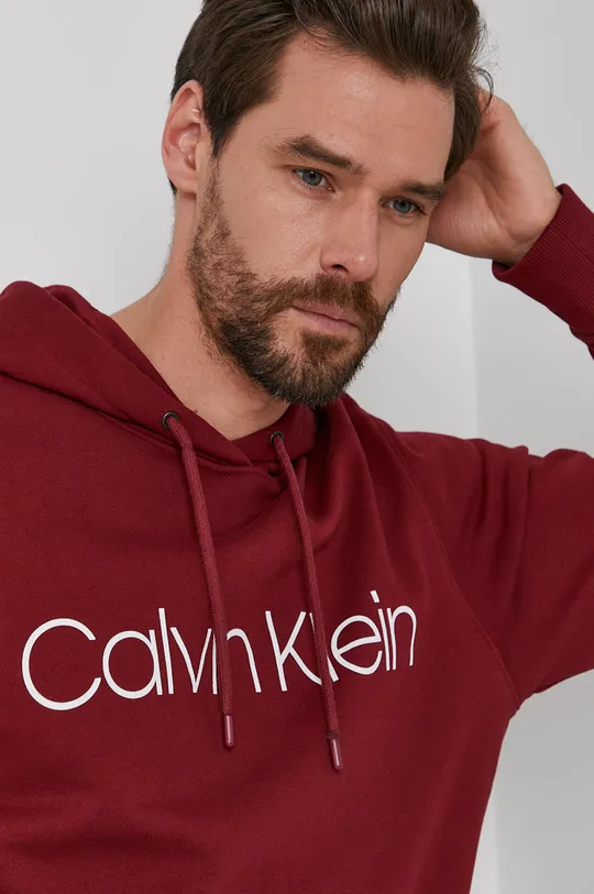bordowy Calvin Klein Bluza bawełniana