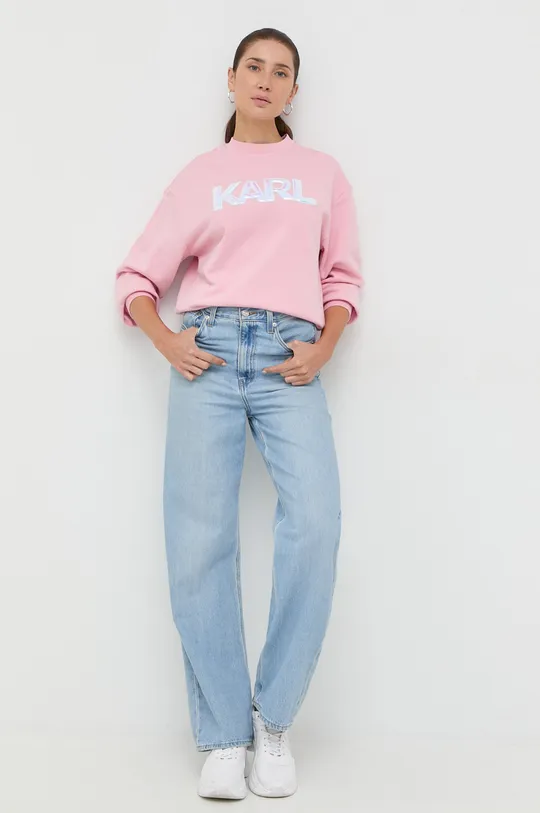ružová Bavlnená mikina Karl Lagerfeld Unisex