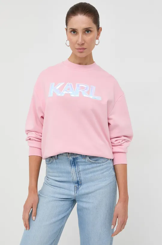 Bavlnená mikina Karl Lagerfeld ružová