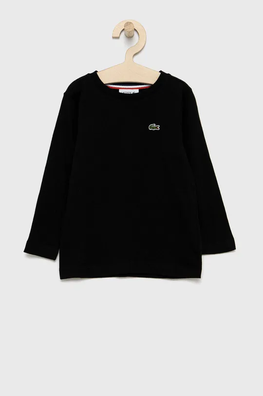 čierna Detská bavlnená košeľa s dlhým rukávom Lacoste Chlapčenský
