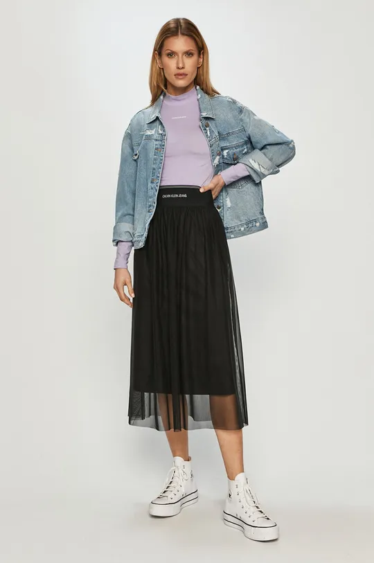 Calvin Klein Jeans - Tričko s dlhým rukávom fialová