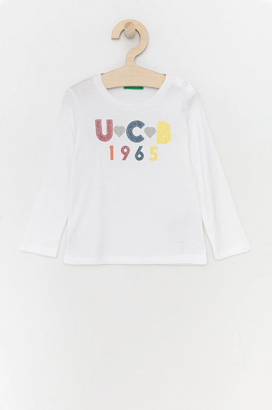 biały United Colors of Benetton Longsleeve dziecięcy Dziewczęcy