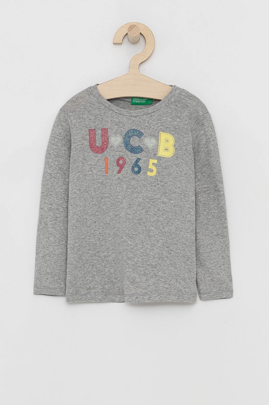 szary United Colors of Benetton Longsleeve dziecięcy Dziewczęcy