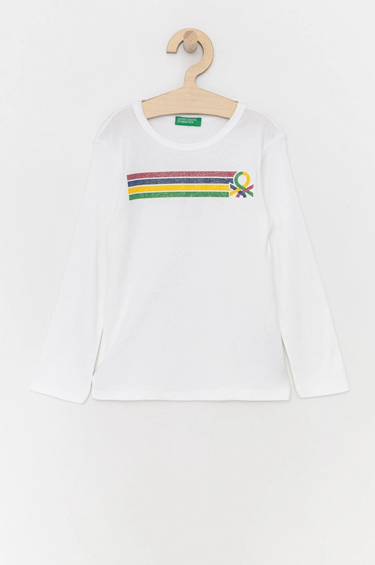 biały United Colors of Benetton Longsleeve dziecięcy Dziewczęcy