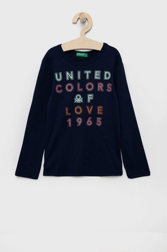 granatowy United Colors of Benetton Longsleeve dziecięcy Dziewczęcy