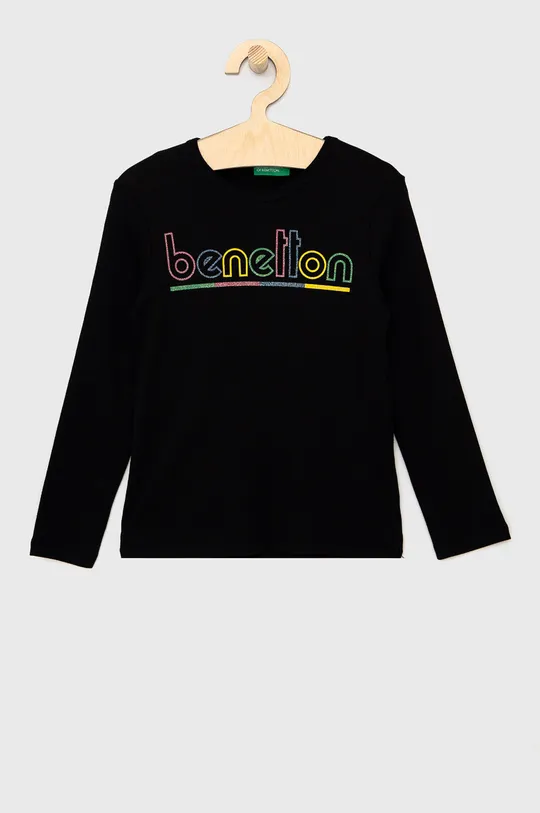 čierna Detské tričko s dlhým rukávom United Colors of Benetton Dievčenský