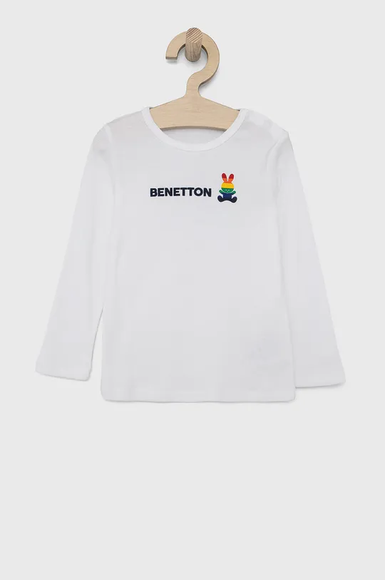 biały United Colors of Benetton Longsleeve dziecięcy Dziewczęcy
