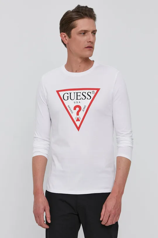 biela Guess - Tričko s dlhým rukávom Pánsky