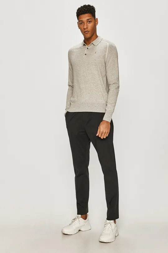 AllSaints - Sweter HARLEN LS POLO szary