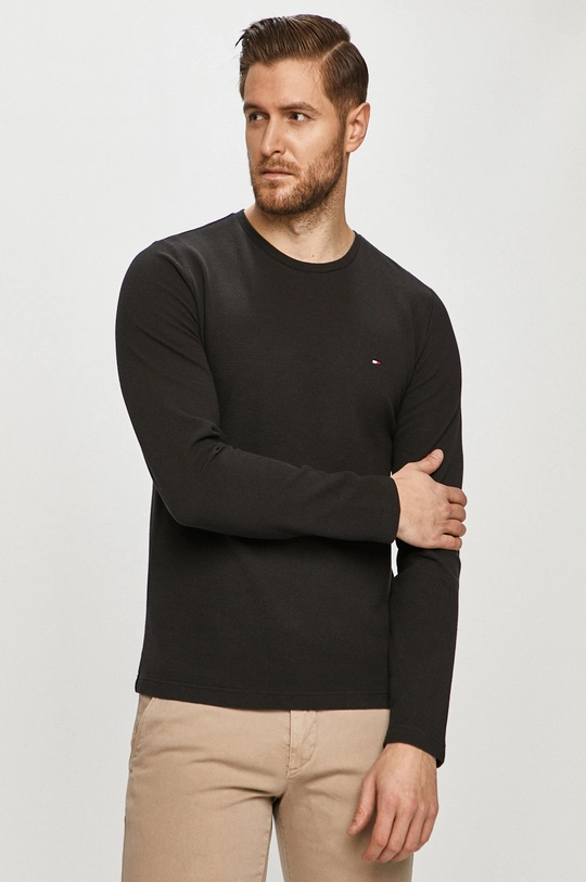 czarny Tommy Hilfiger - Longsleeve Męski