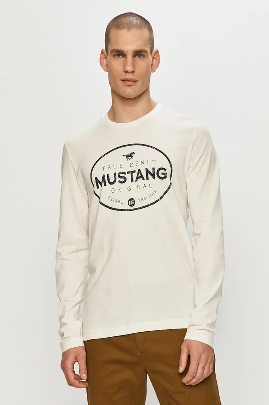 biały Mustang - Longsleeve Męski