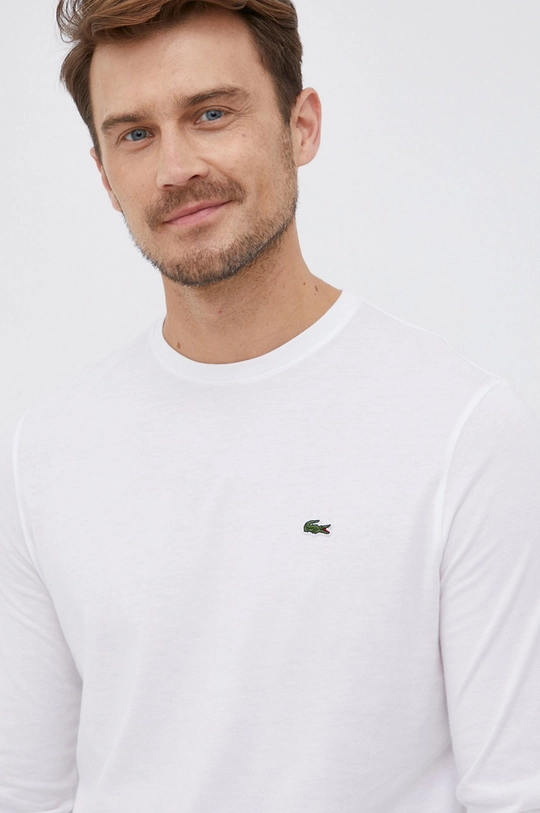 white Lacoste cotton longsleeve top Men’s